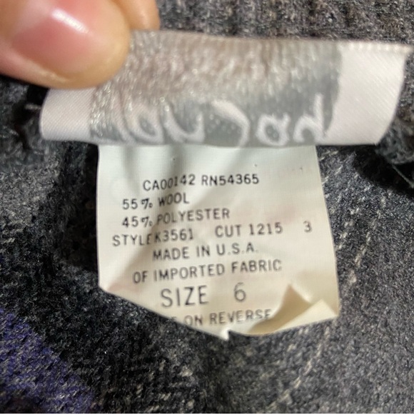 Vintage Flannel Wool Midi Skirt A Line Modest Gray/Purple Eclectic Small Preppy - Picture 9 of 11